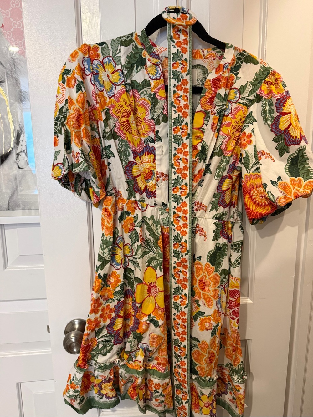 Joie Girls Floral Dress in White, Orange, Yellow and Green